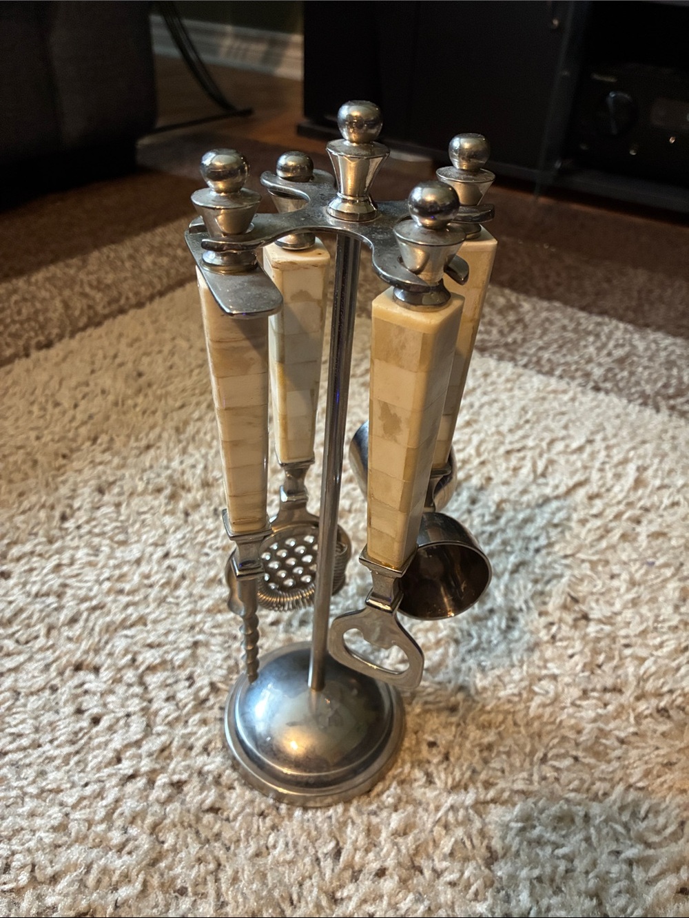 Stainless Steel Vintage Rotating Bar Set with Stand